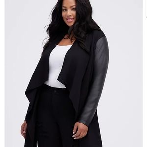 Torrid Ponte & Faux Leather Drape Front Kimono